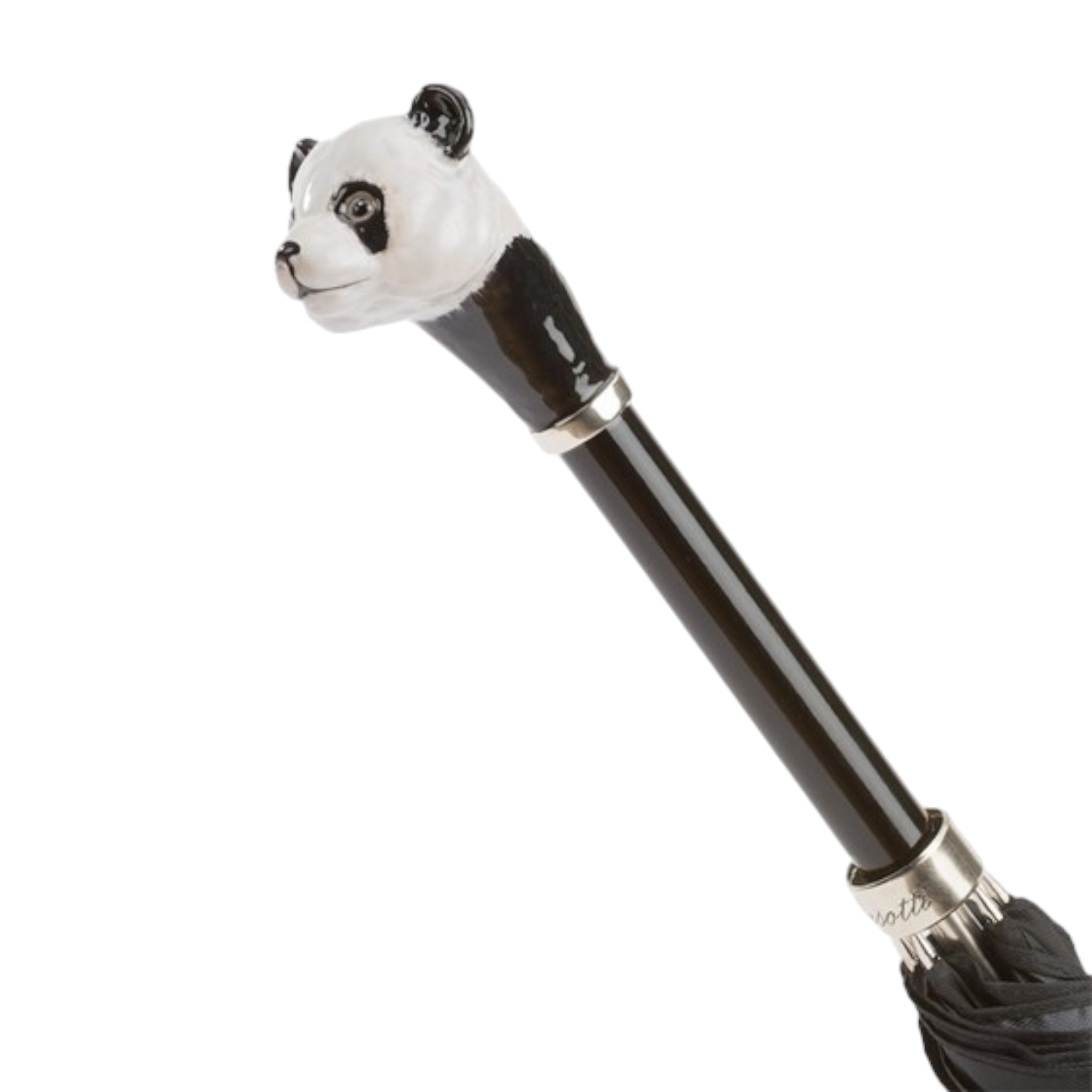 Close up of Pasotti Panda umbrella handle at an angle