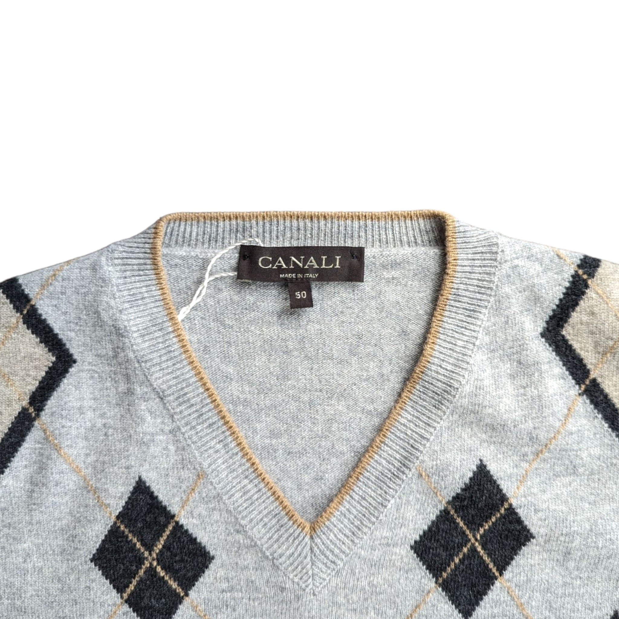 Canali Argyle V-Neck Sweater