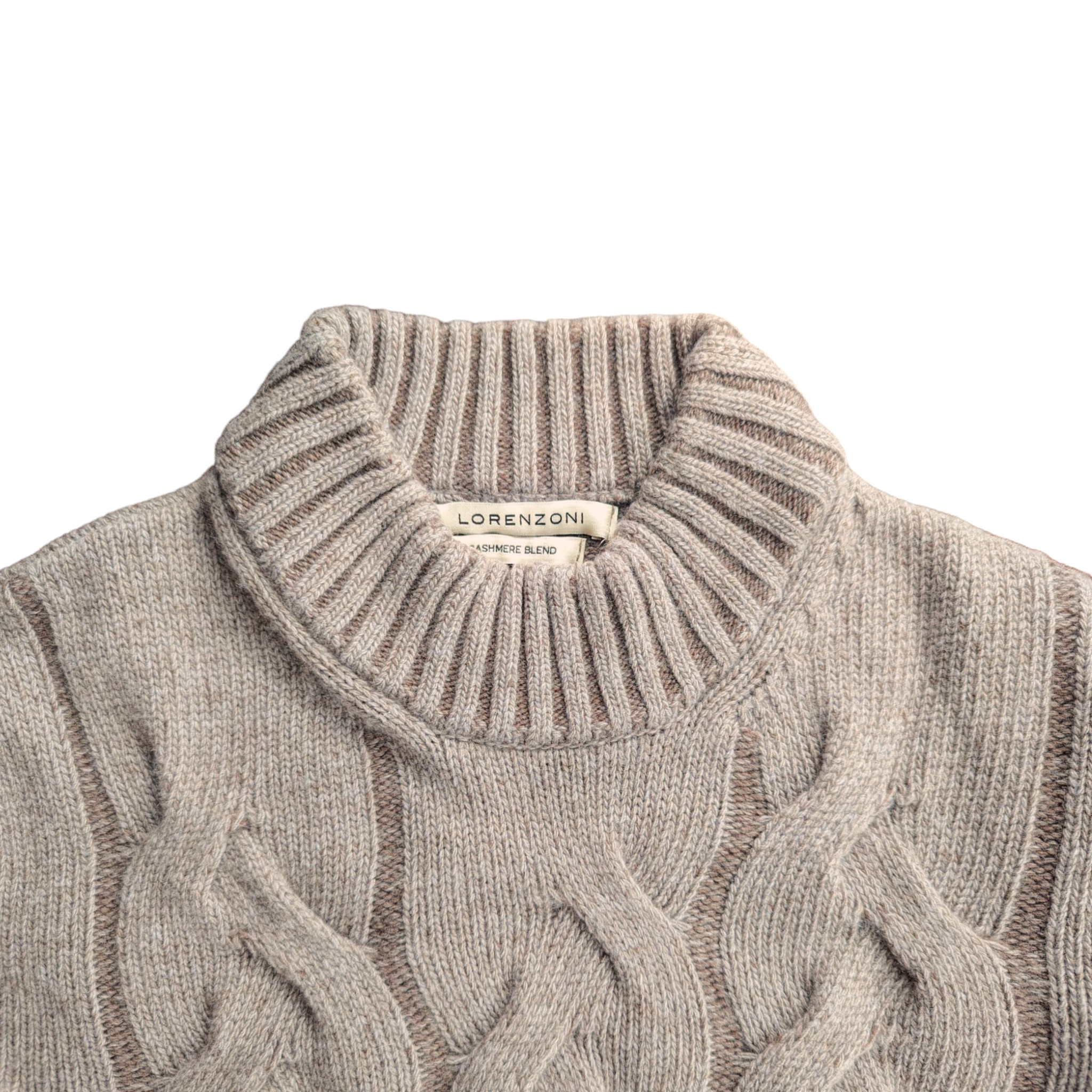 Lorenzoni Oatmeal Cable Knit Sweater